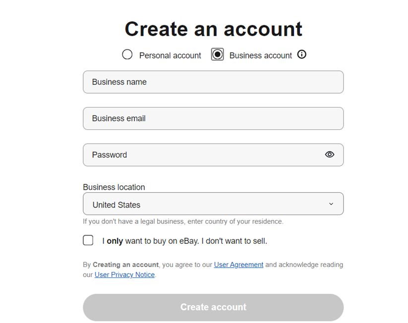 ebay registration screen image